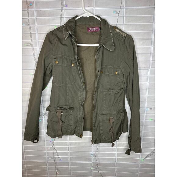 Denim Co Women's Army Green Button-Up Jacket Shirt Size 10 US / 38 EUR - Picture 3 of 10